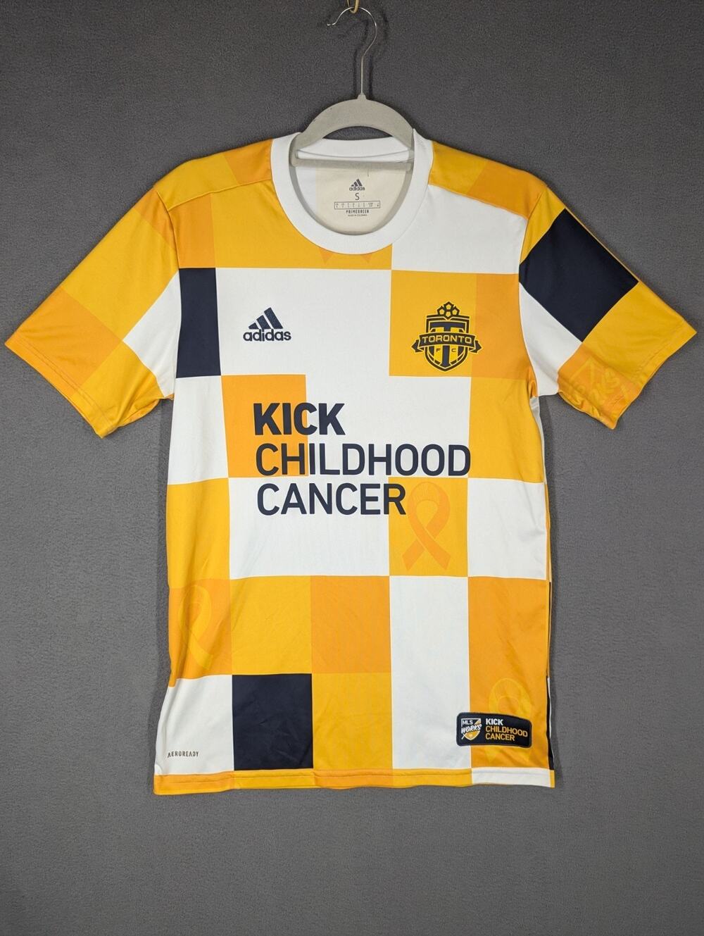 Toronto FC Soccer Jersey Size Small Yellow Kick Childhood Cancer MLS